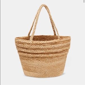 Zara Jute Basket Shoulder Tote Bag Handbag Purse